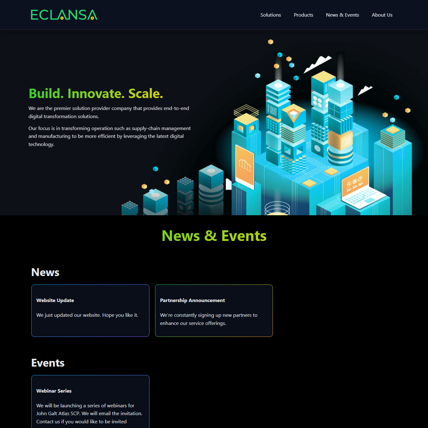 Tampilan website Eclansa