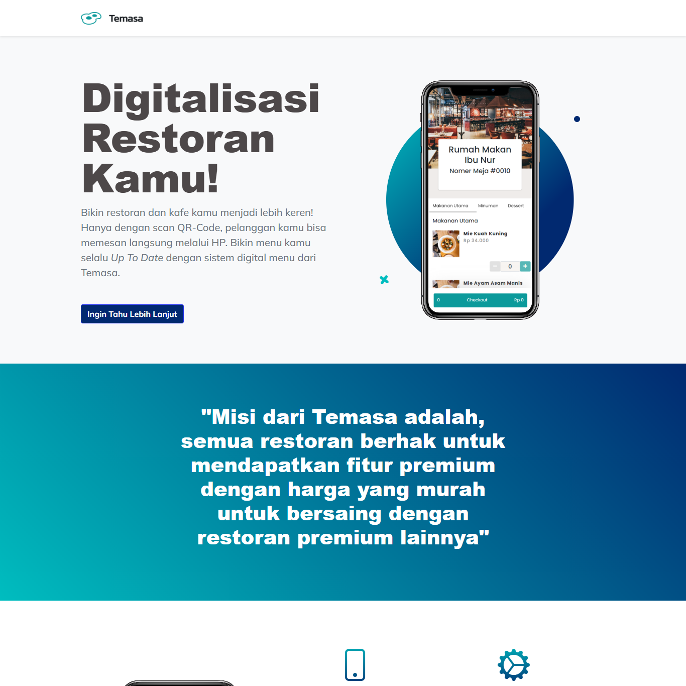 Tampilan website Temasa